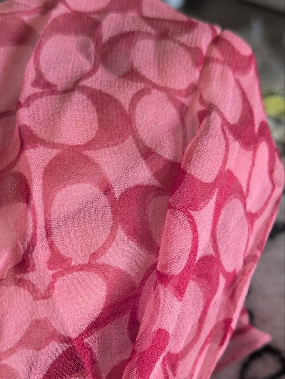 Coach Vintage Ginger Beet/Pink Olblong Silk Scarf
